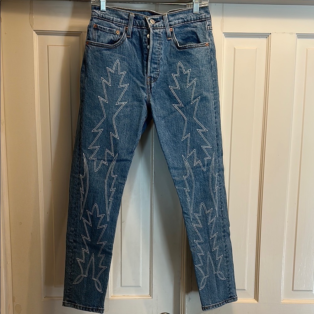 Levi's Blue Skinny Jeans with White Stitching